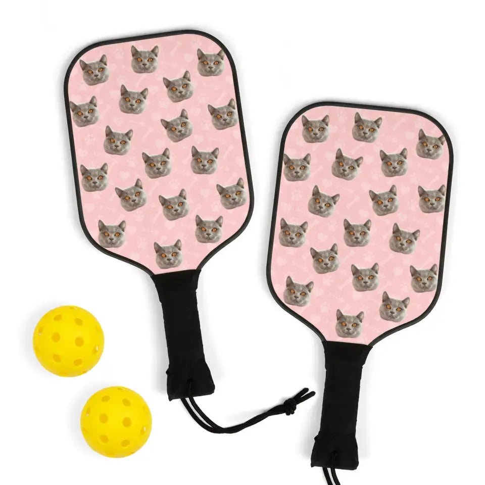 Custom Personalized Photo Cat Pickleball Kit - Chic Kitty