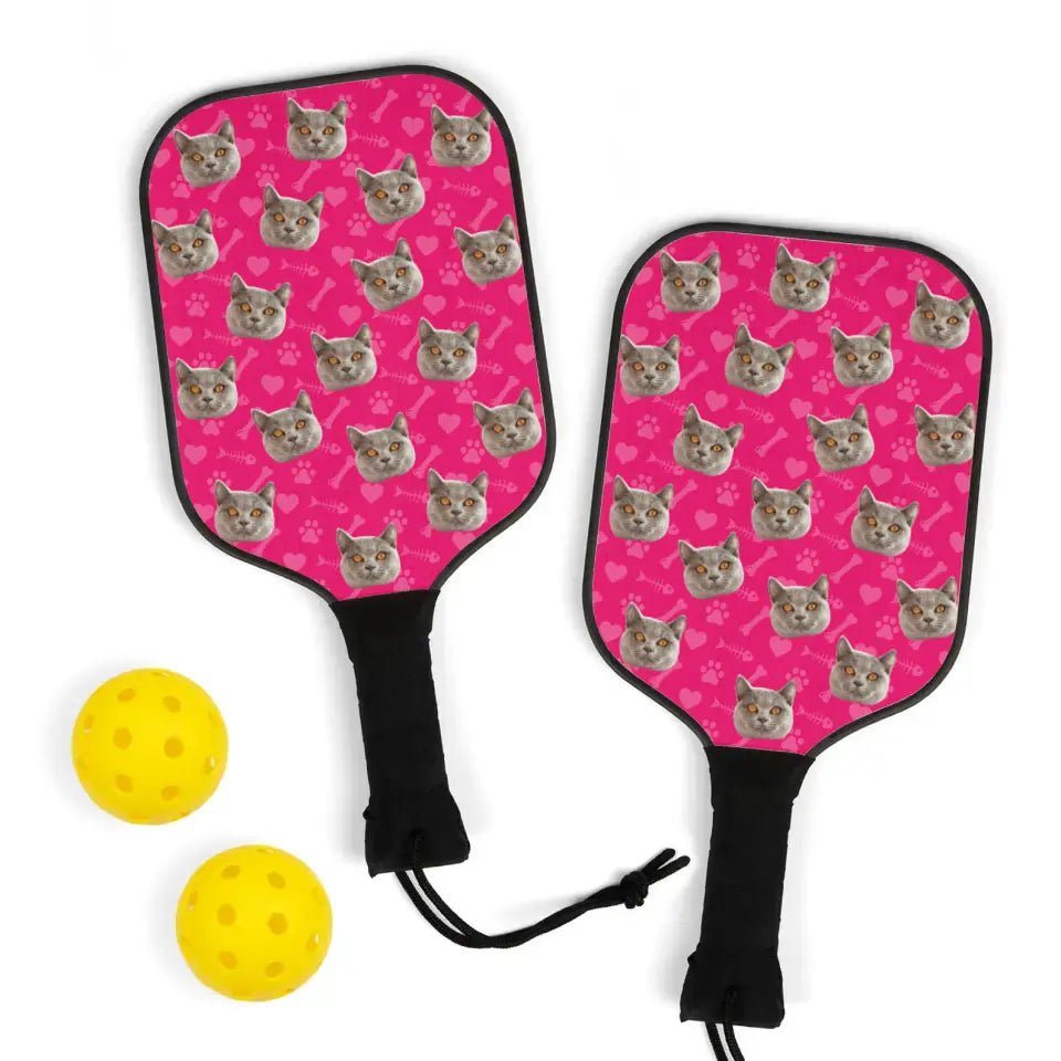 Custom Personalized Photo Cat Pickleball Kit - Chic Kitty