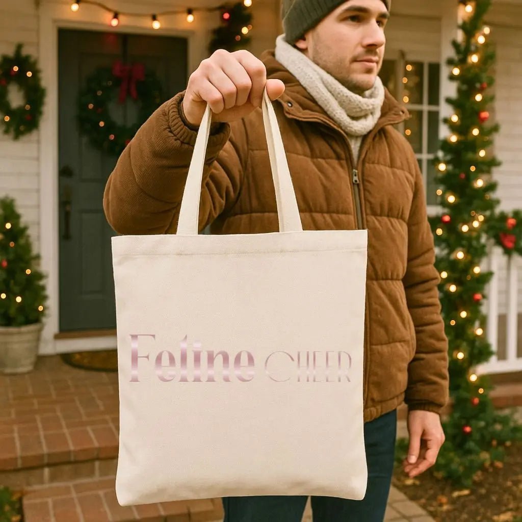 Feline Cheer Tote Bag — Cute Cat Lover Grocery & Gift Tote - Chic Kitty