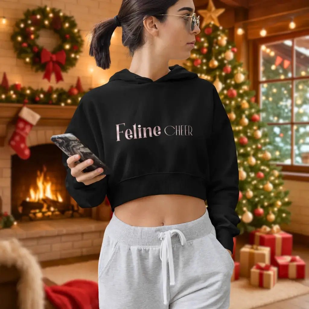 Feline Chic Cropped Hoodie - Chic Kitty