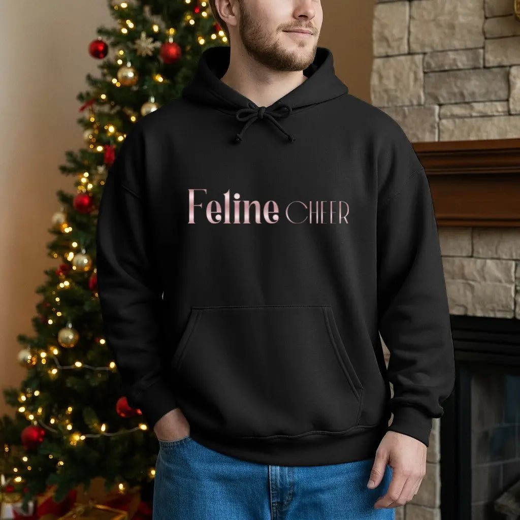 Feline Chic Hoodie — Feminine Cat Lover Pullover with Rose Gold Script - Chic Kitty
