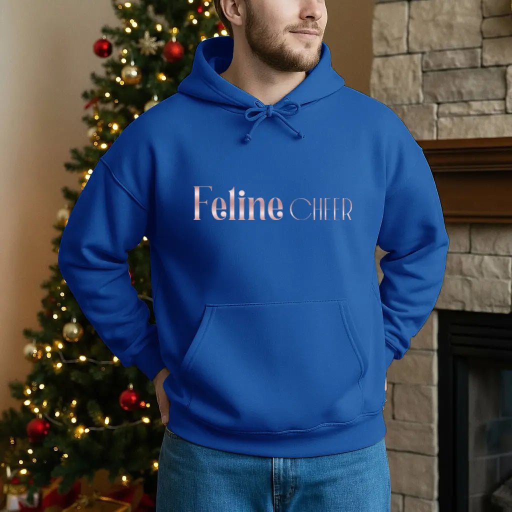 Feline Chic Hoodie — Feminine Cat Lover Pullover with Rose Gold Script - Chic Kitty