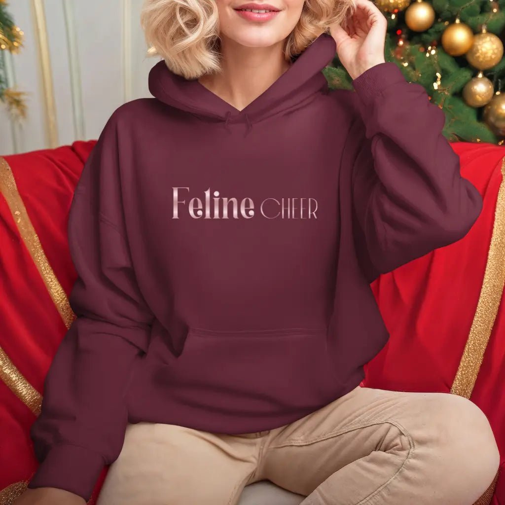 Feline Chic Hoodie — Feminine Cat Lover Pullover with Rose Gold Script - Chic Kitty