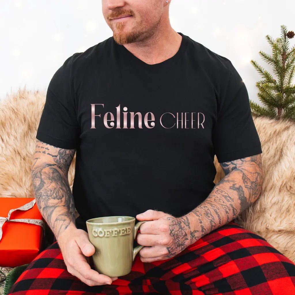 Feline Chic Tee – Rose Gold Script Cat Lover T‑Shirt - Chic Kitty