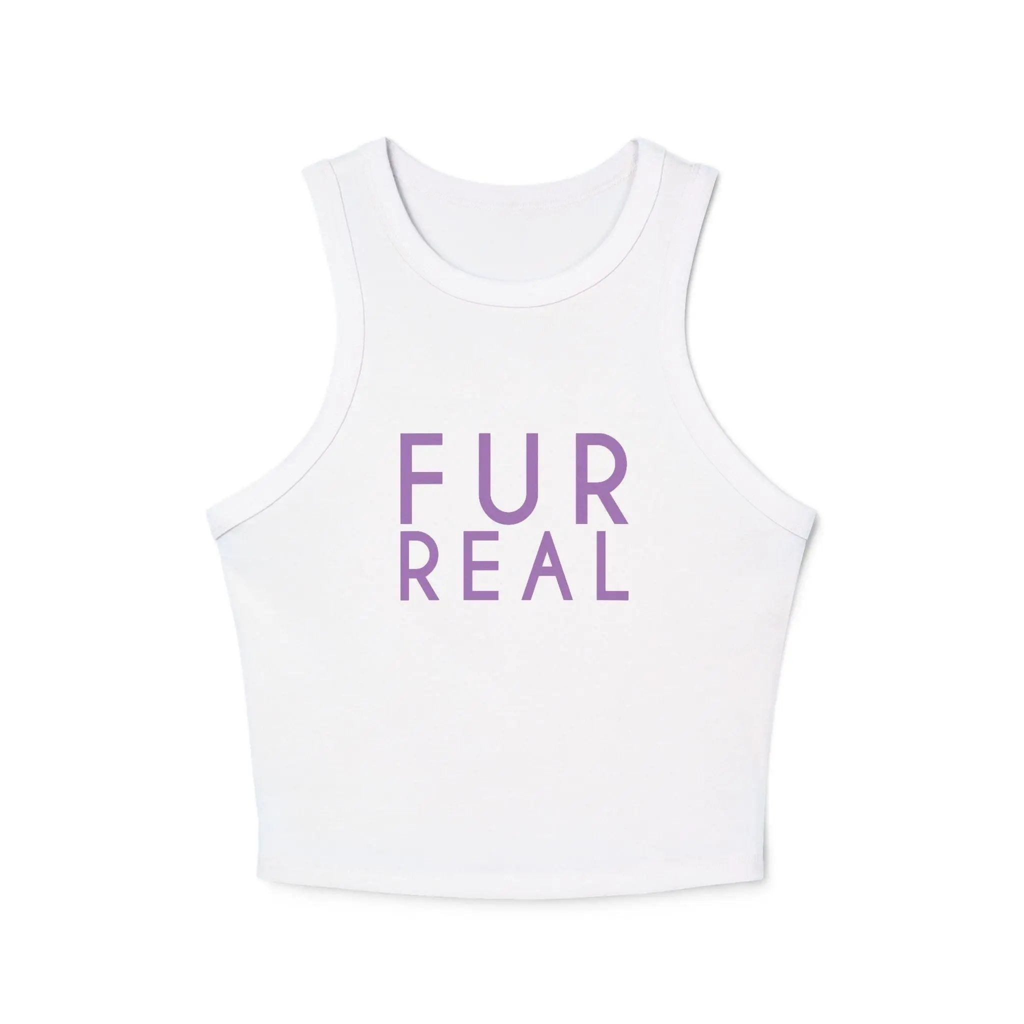 Fur Real Women's Micro Rib Racer Tank Top - Cute Casual Summer Top - Chic Kitty