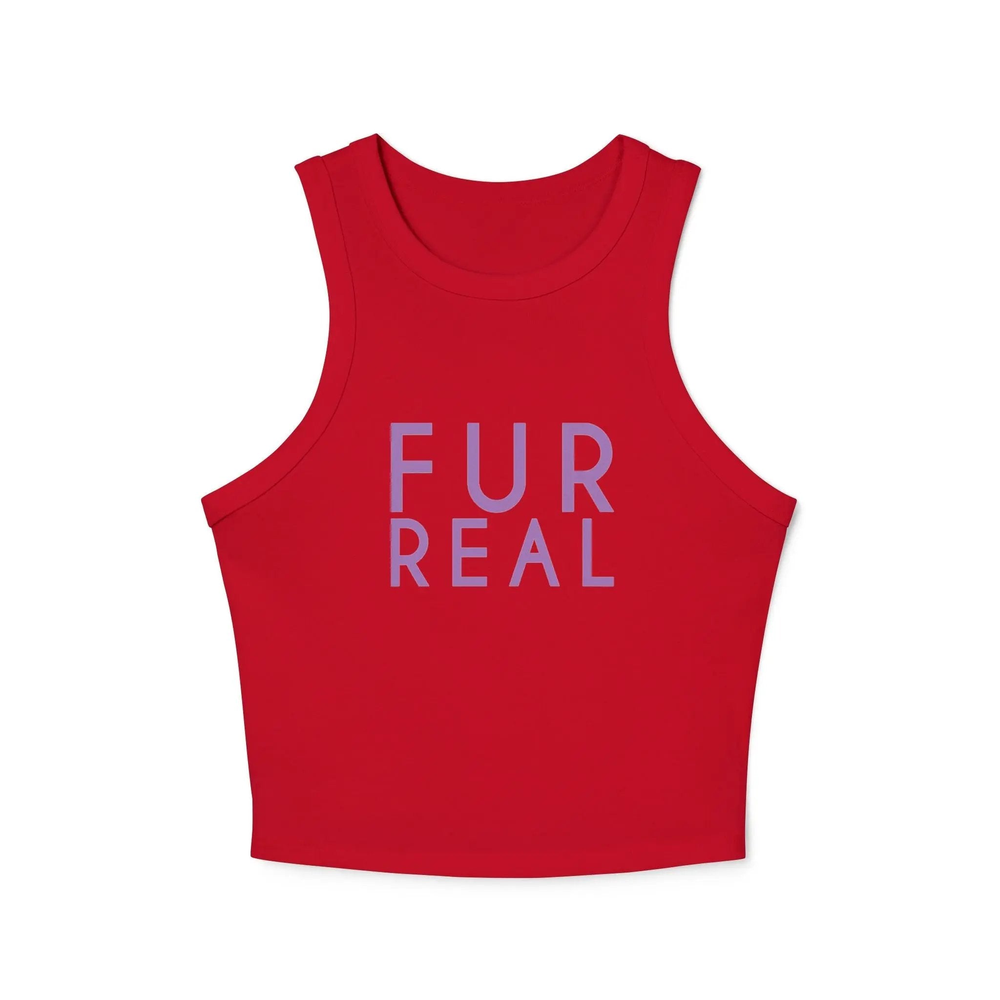 Fur Real Women's Micro Rib Racer Tank Top - Cute Casual Summer Top - Chic Kitty