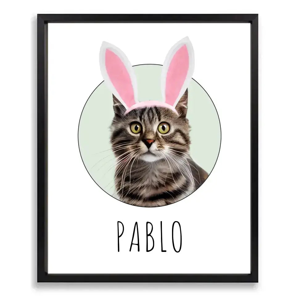Happy Easter Custom Cat Poster with Frame - Chic Kitty