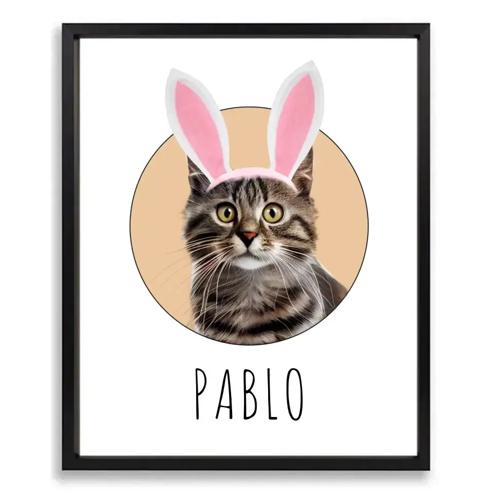 Happy Easter Custom Cat Poster with Frame - Chic Kitty