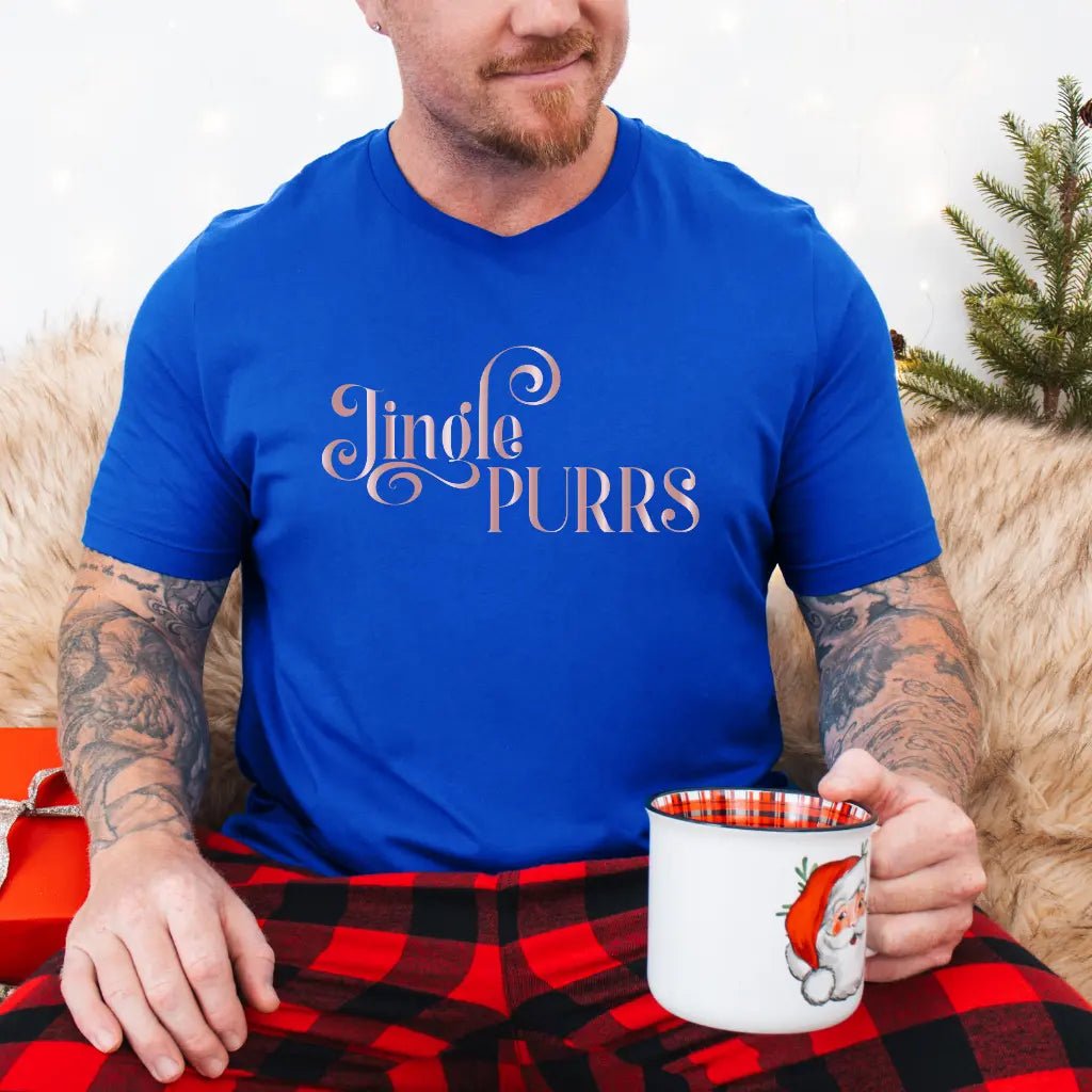 Jingle Purrs Christmas Tee — Festive Cat Holiday Shirt - Chic Kitty
