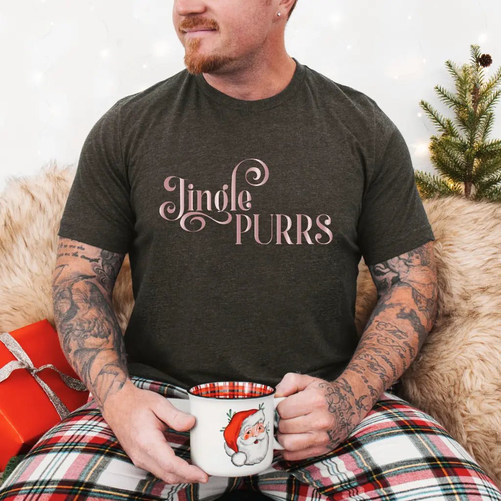 Jingle Purrs Christmas Tee — Festive Cat Holiday Shirt - Chic Kitty