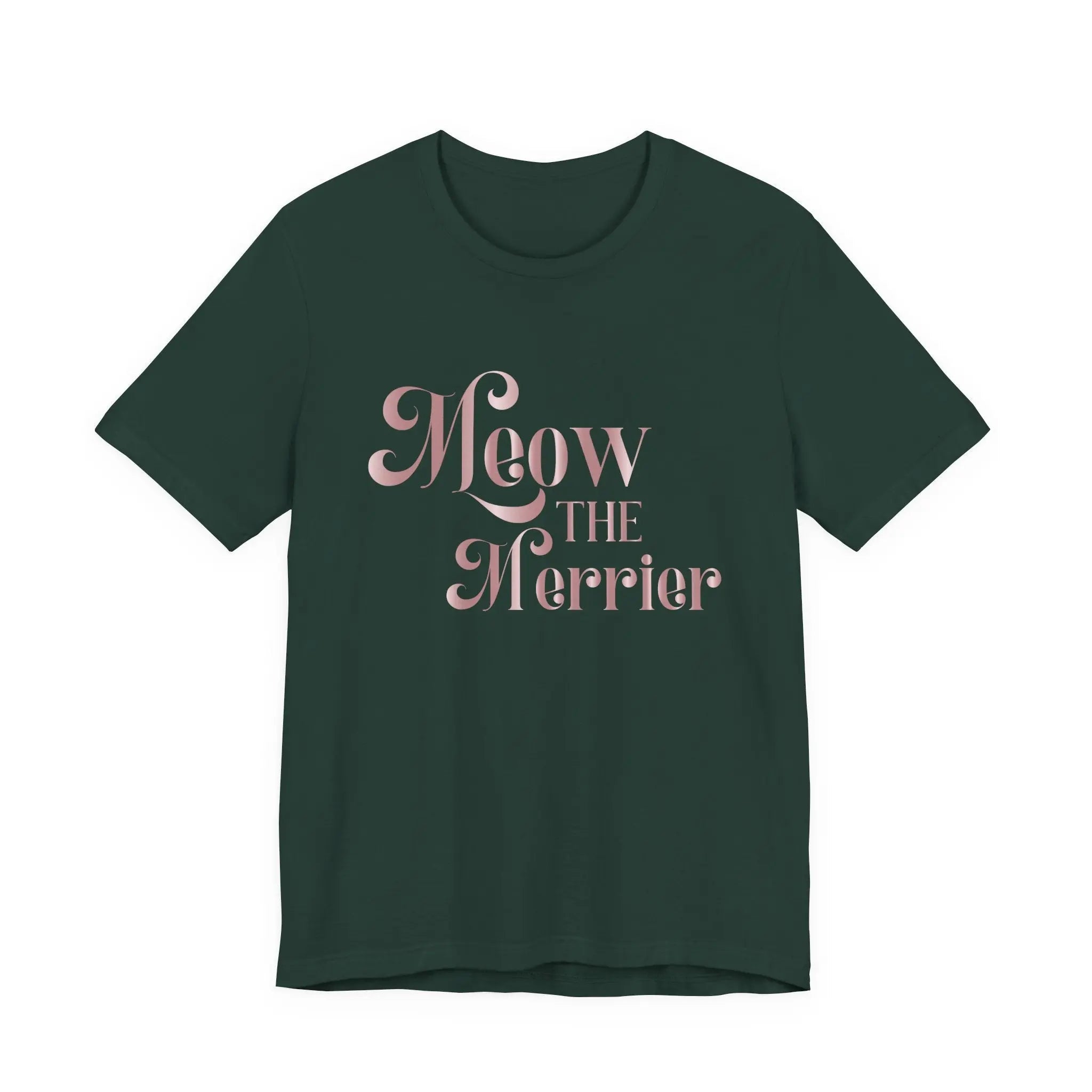 Meow the Merrier Tee - Women's Cute Cat Holiday Graphic T-Shirt - Chic Kitty
