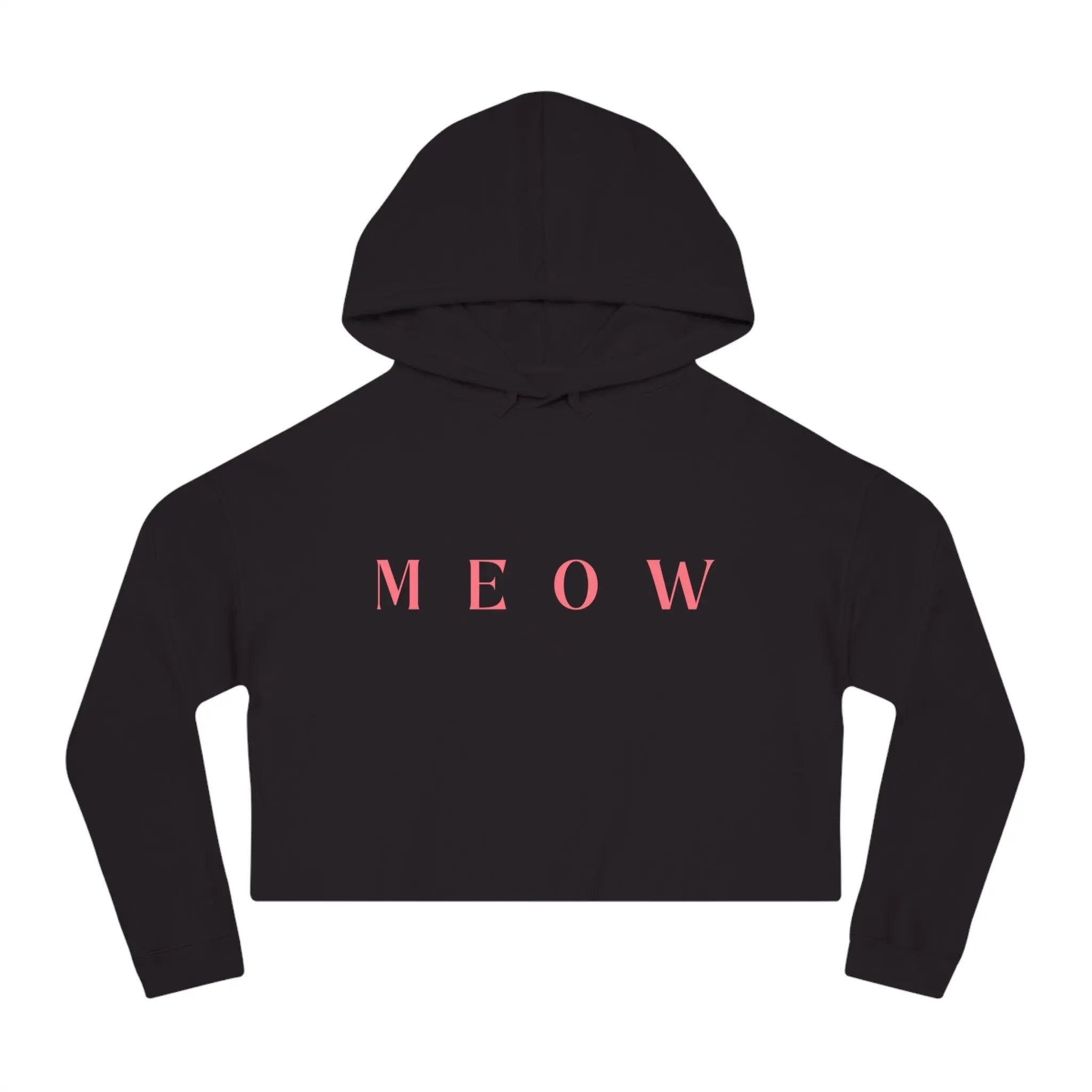 Meow Women’s Cropped Hooded Sweatshirt | Trendy Cat Lover Apparel - Chic Kitty