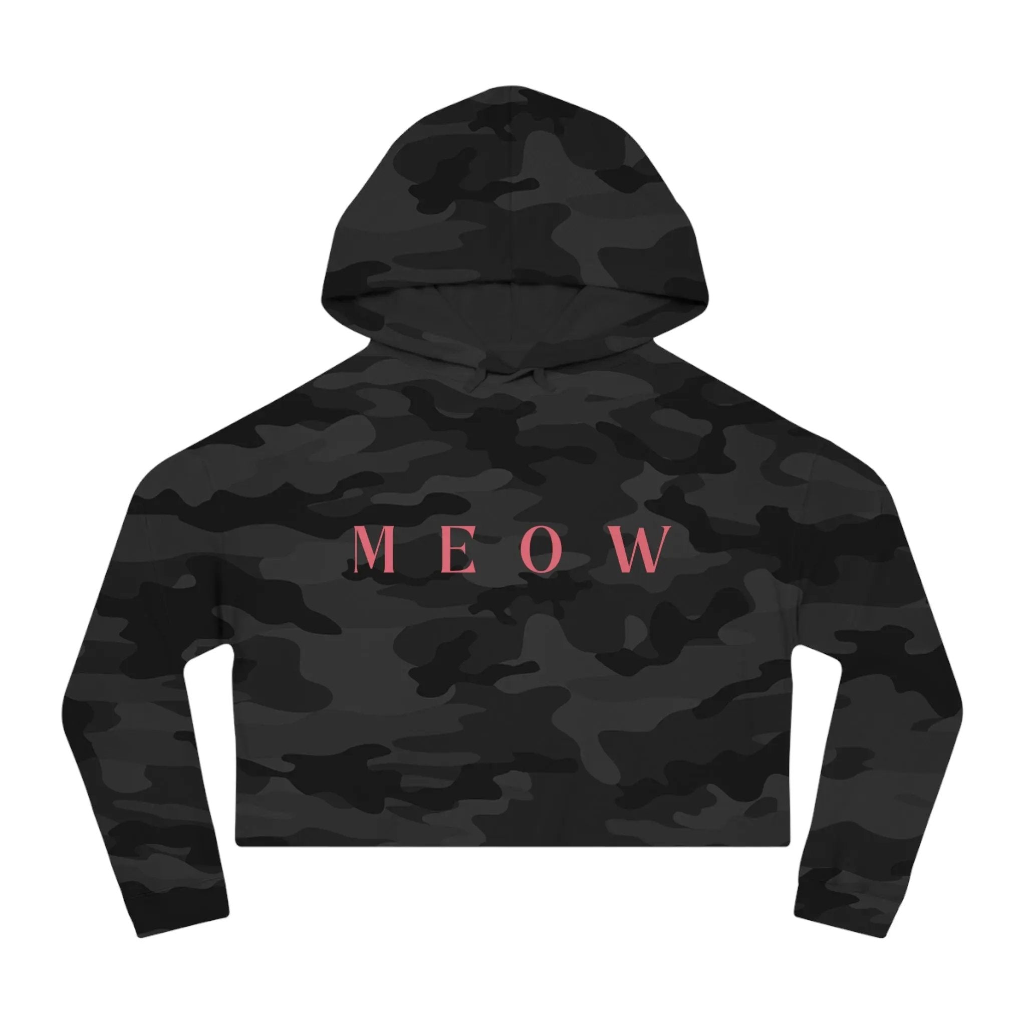 Meow Women’s Cropped Hooded Sweatshirt | Trendy Cat Lover Apparel - Chic Kitty