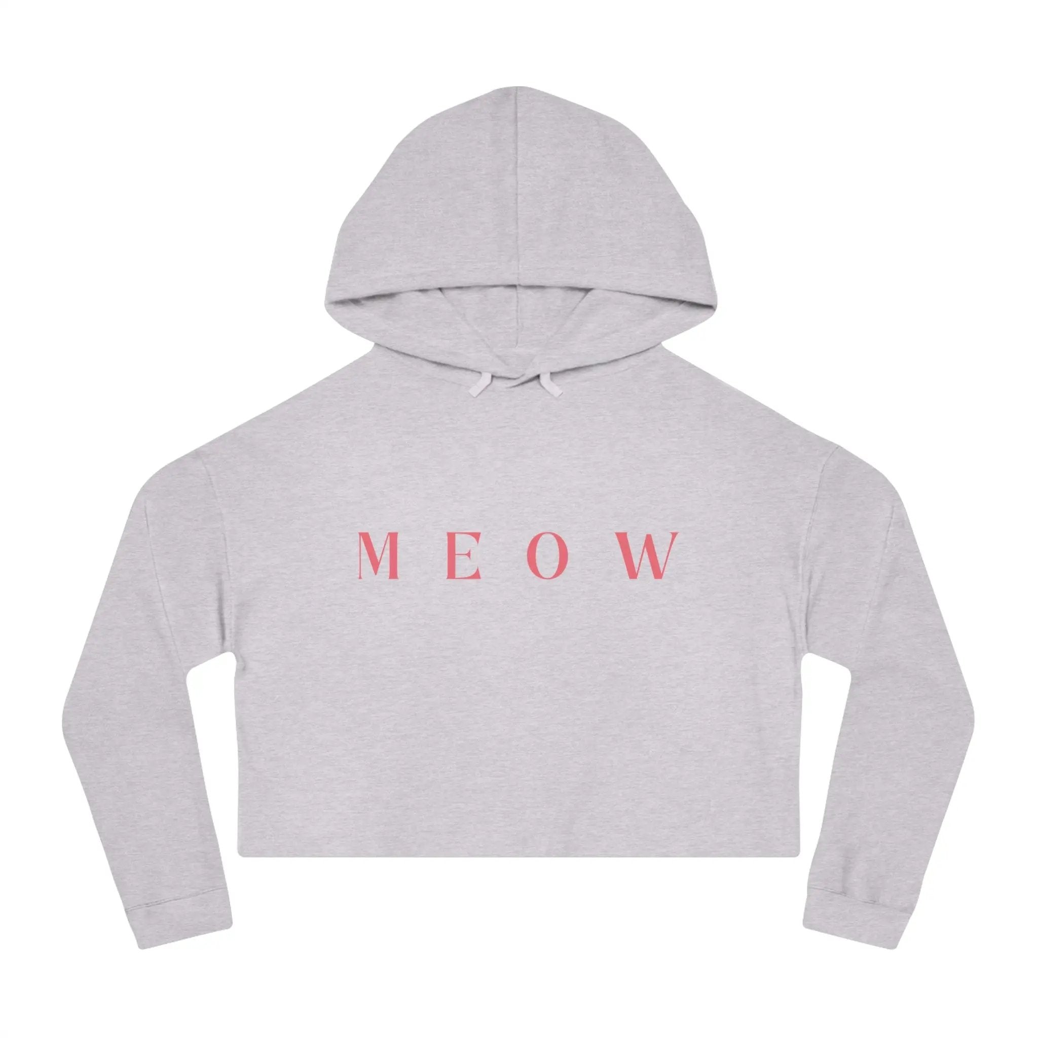 Meow Women’s Cropped Hooded Sweatshirt | Trendy Cat Lover Apparel - Chic Kitty