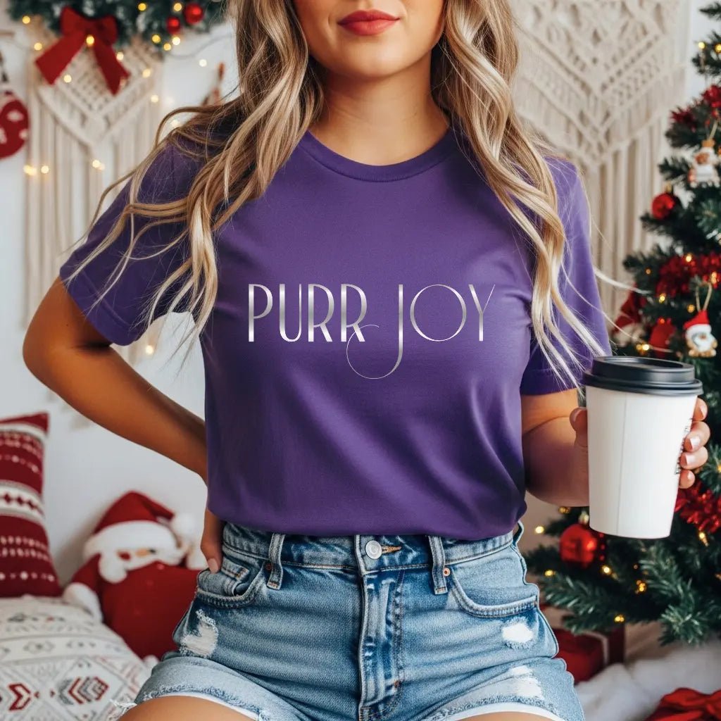 Minimal Purr Joy Tee — Subtle Text Graphic T-Shirt - Chic Kitty