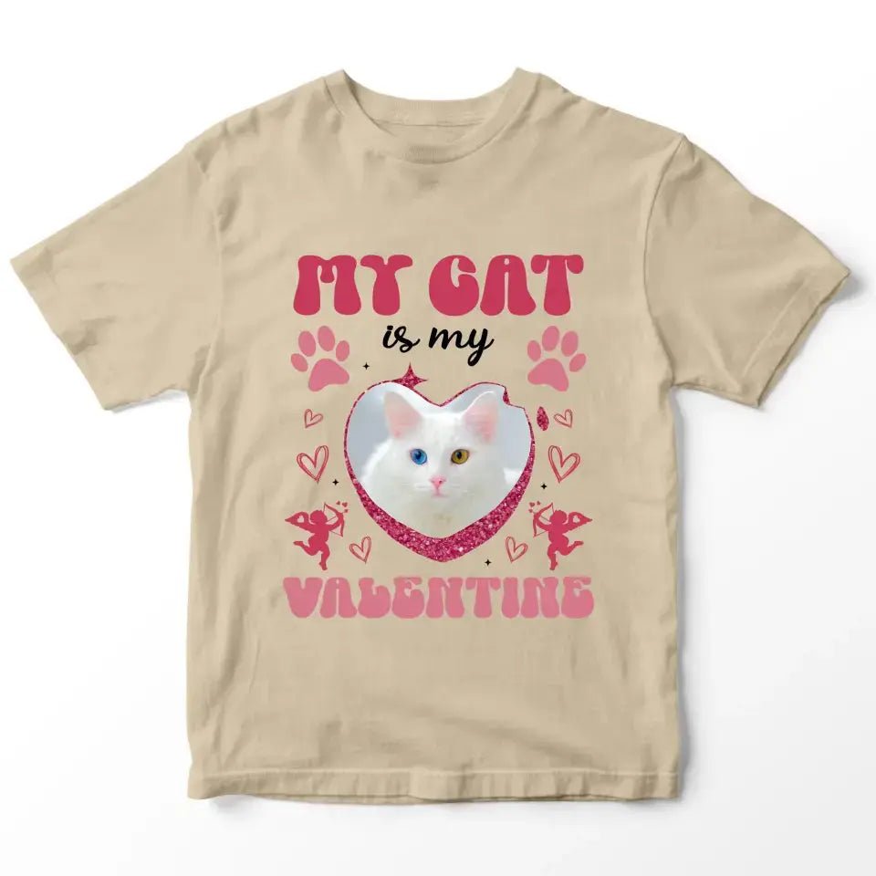 My Cat is my Valentine Custom Dog Photo T-Shirt - Chic Kitty