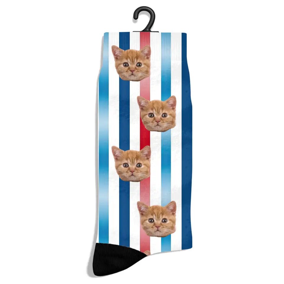 Personalized 4th of July Pattern Cat Socks - Chic Kitty