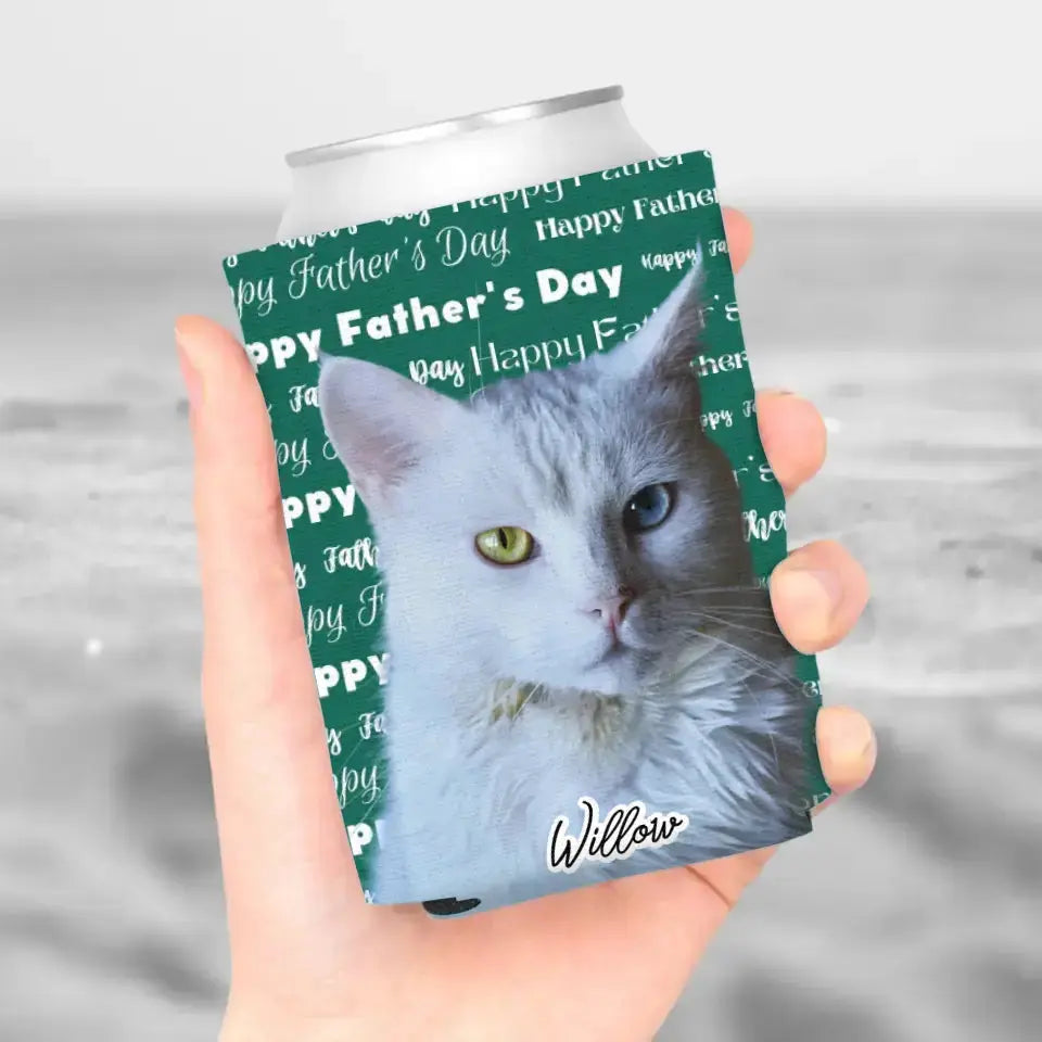 Personalized Cat Photo Can Cooler - Gift for Father's Day - Chic Kitty