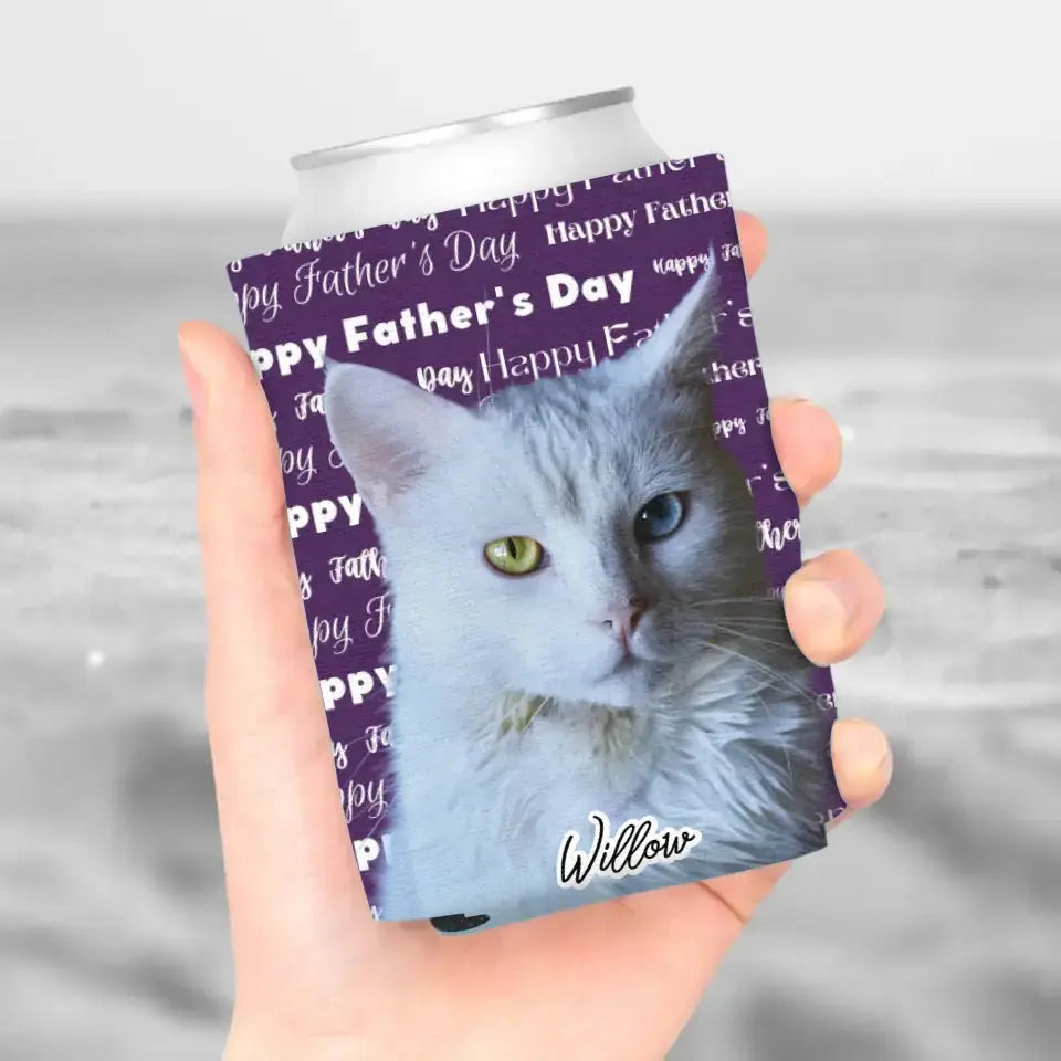 Personalized Cat Photo Can Cooler - Gift for Father's Day - Chic Kitty