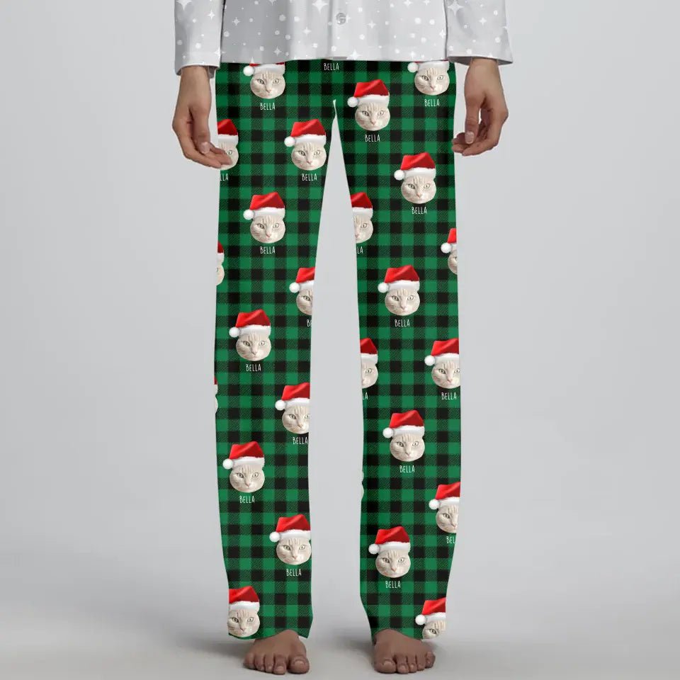 Personalized Cat Photo Women's Christmas Pajama Pants - Chic Kitty