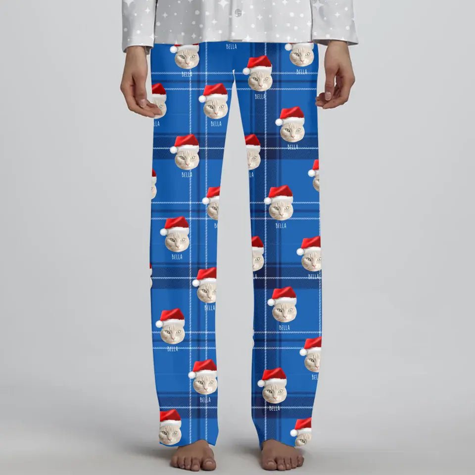 Personalized Cat Photo Women's Christmas Pajama Pants - Chic Kitty