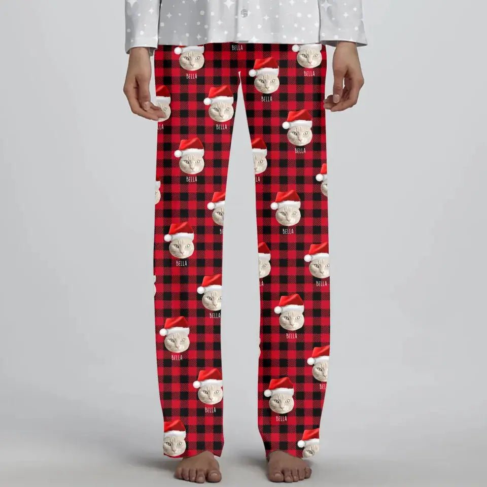 Personalized Cat Photo Women's Christmas Pajama Pants - Chic Kitty