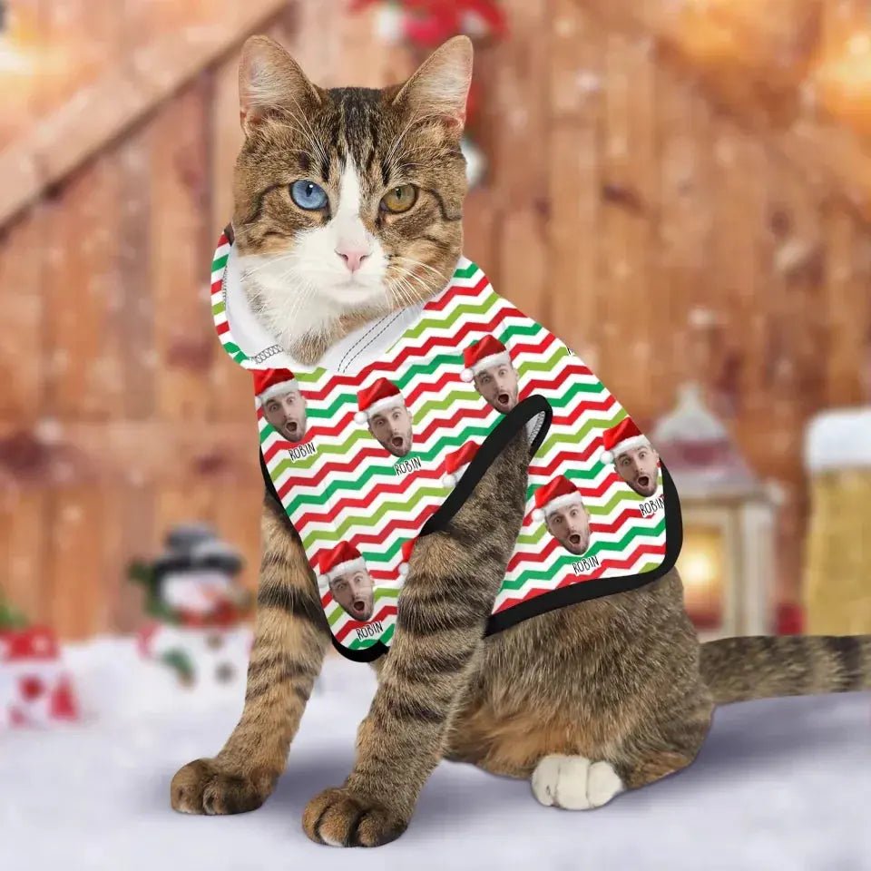 Personalized Christmas Theme Pet Hoodie - Chic Kitty
