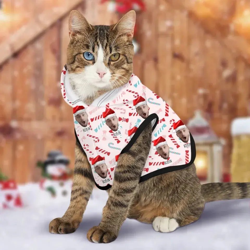 Personalized Christmas Theme Pet Hoodie - Chic Kitty