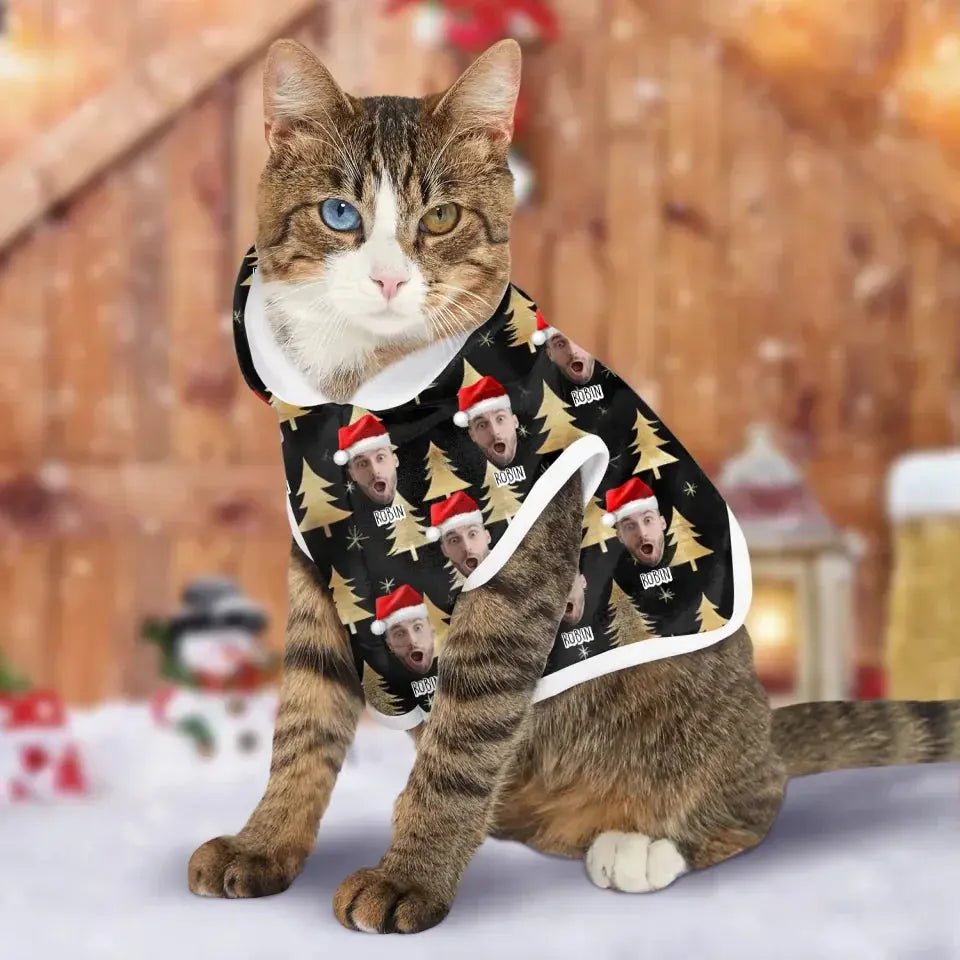 Personalized Christmas Theme Pet Hoodie - Chic Kitty