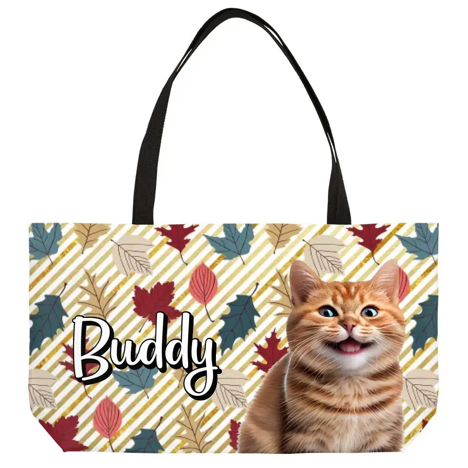 Personalized Fall Style Cat Weekender Tote - Chic Kitty