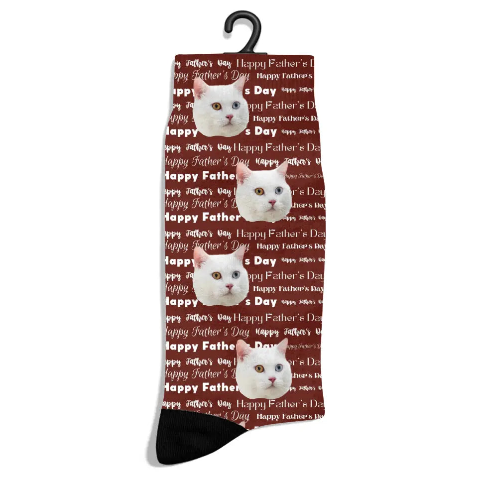 Personalized Father's Day Typography Cat Socks - Chic Kitty