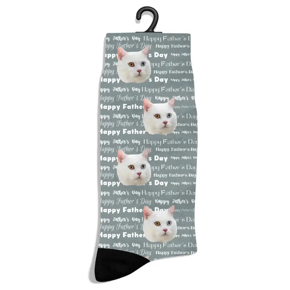 Personalized Father's Day Typography Cat Socks - Chic Kitty