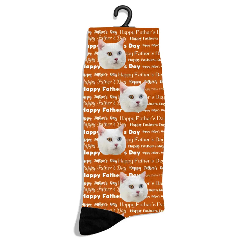 Personalized Father's Day Typography Cat Socks - Chic Kitty