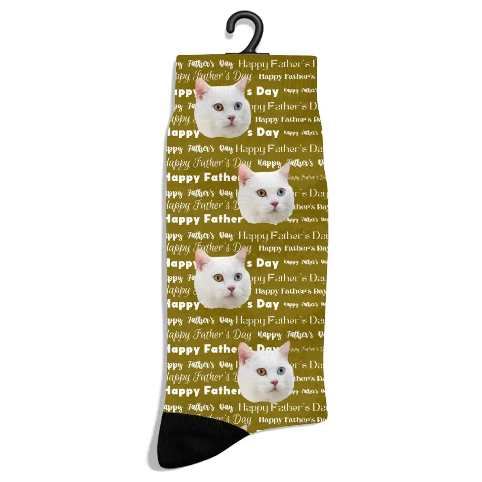 Personalized Father's Day Typography Cat Socks - Chic Kitty