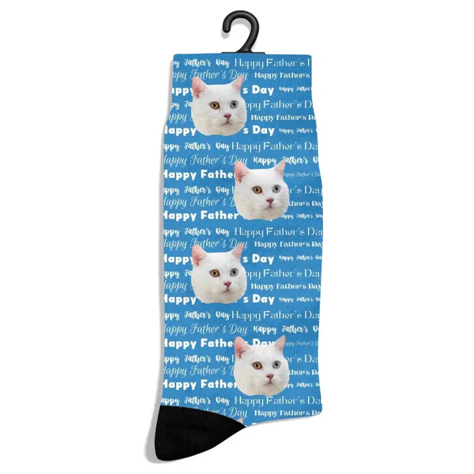 Personalized Father's Day Typography Cat Socks - Chic Kitty