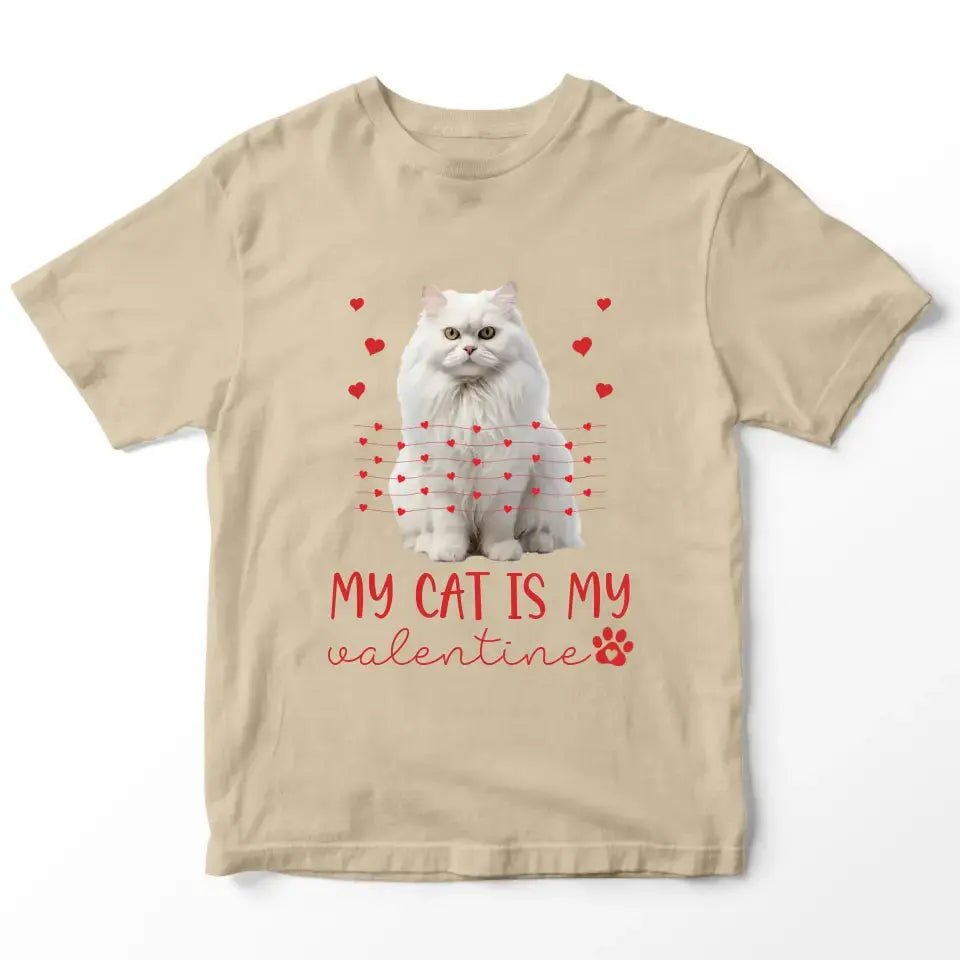 Personalized My Cat Is My Valentine T-Shirt - Custom Cat Photo Valentines Day Shirt For Cat Owners - Chic Kitty