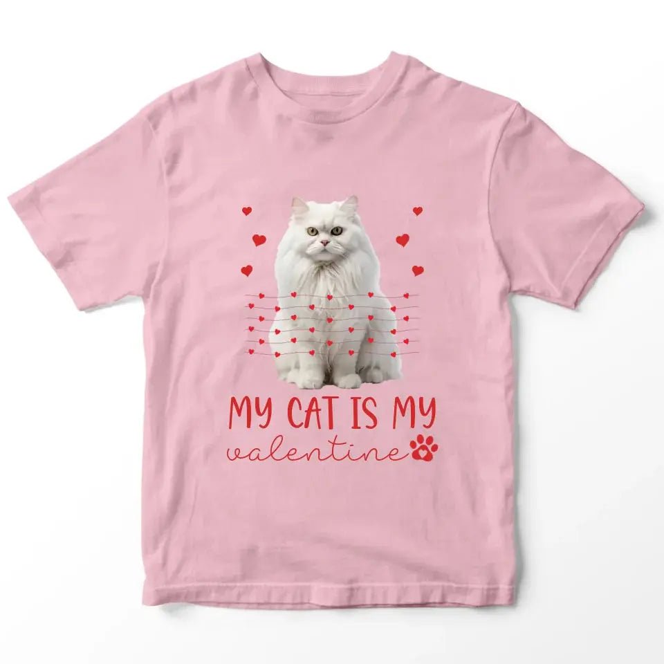 Personalized My Cat Is My Valentine T-Shirt - Custom Cat Photo Valentines Day Shirt For Cat Owners - Chic Kitty