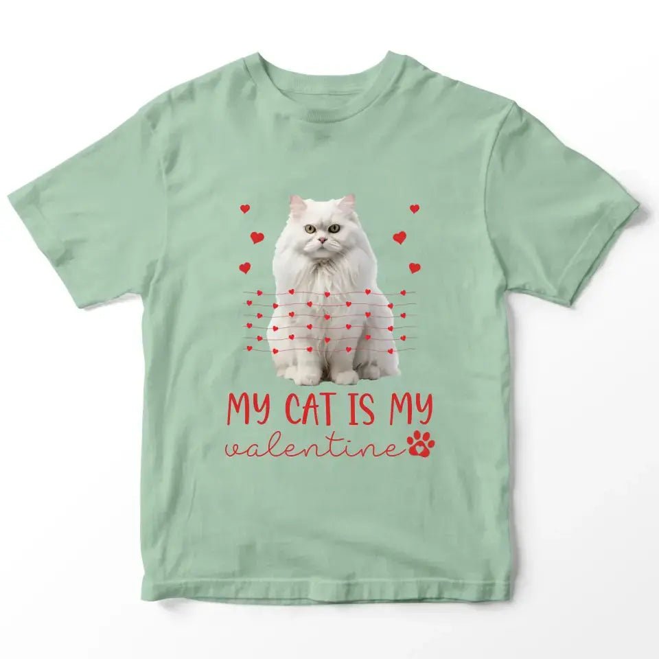 Personalized My Cat Is My Valentine T-Shirt - Custom Cat Photo Valentines Day Shirt For Cat Owners - Chic Kitty