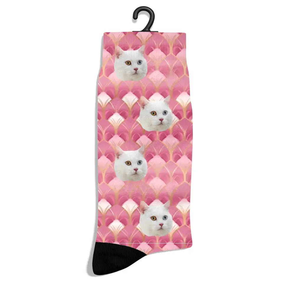 Personalized Pink Luxury Pattern Cat Socks - Chic Kitty