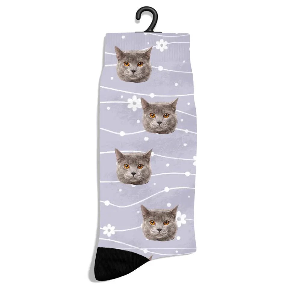 Personalized Spring Pattern Cat Socks - Chic Kitty