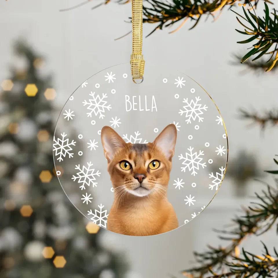 Custom Personalized Cat Photo Acrylic Ornaments - Holiday Pets