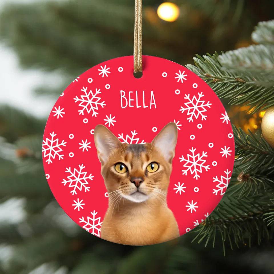 Custom Personalized Cat Photo Ceramic Ornament- Holiday Pets