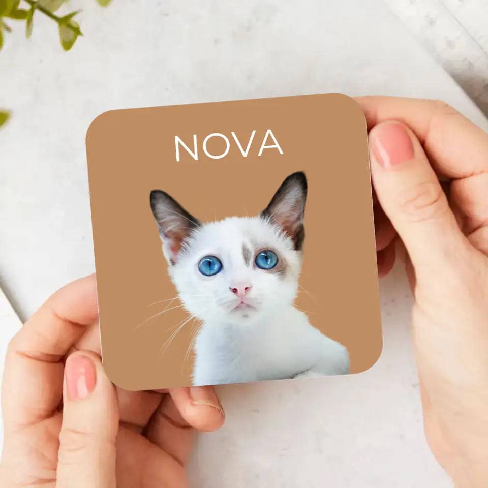 Custom Coasters Using Cat Photo & Name - Gifts for Cat Lovers - Chic Kitty