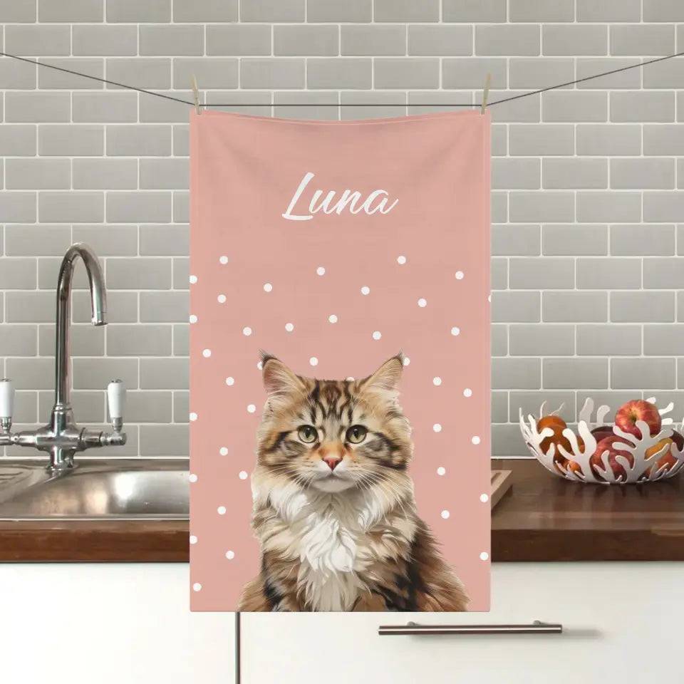 Custom Personalized Cat Photo Kitchen Towel