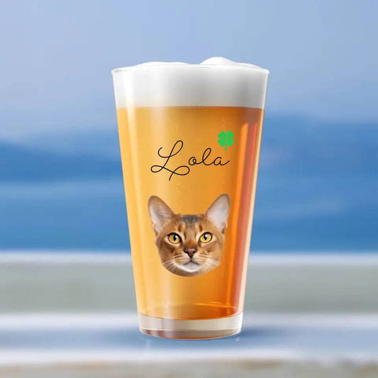 Custom Cat Photo Print Beer Glass