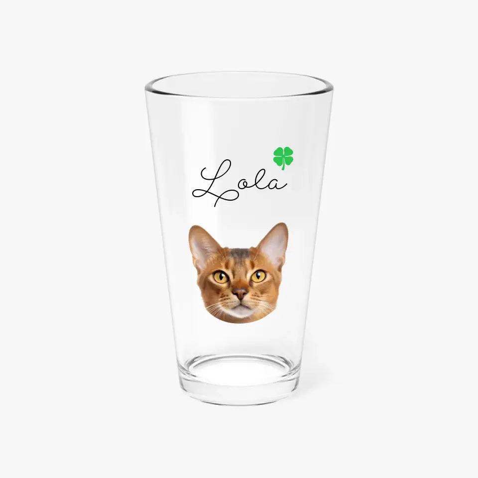 Custom Cat Photo Print Beer Glass - Chic Kitty