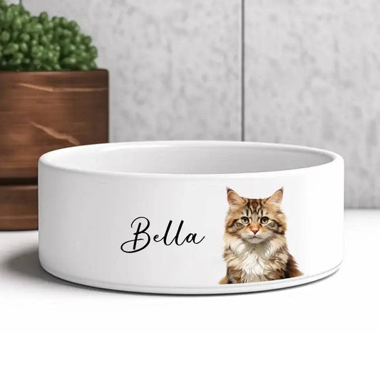 Custom Photo and Name Print Cat Bowl