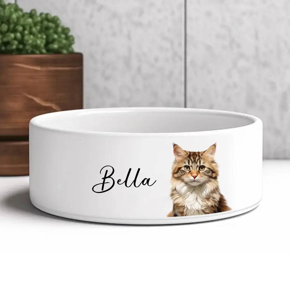 Custom Photo and Name Print Cat Bowl - Chic Kitty