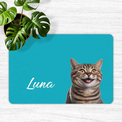 Custom Photo and Name Print Cat Food Mats