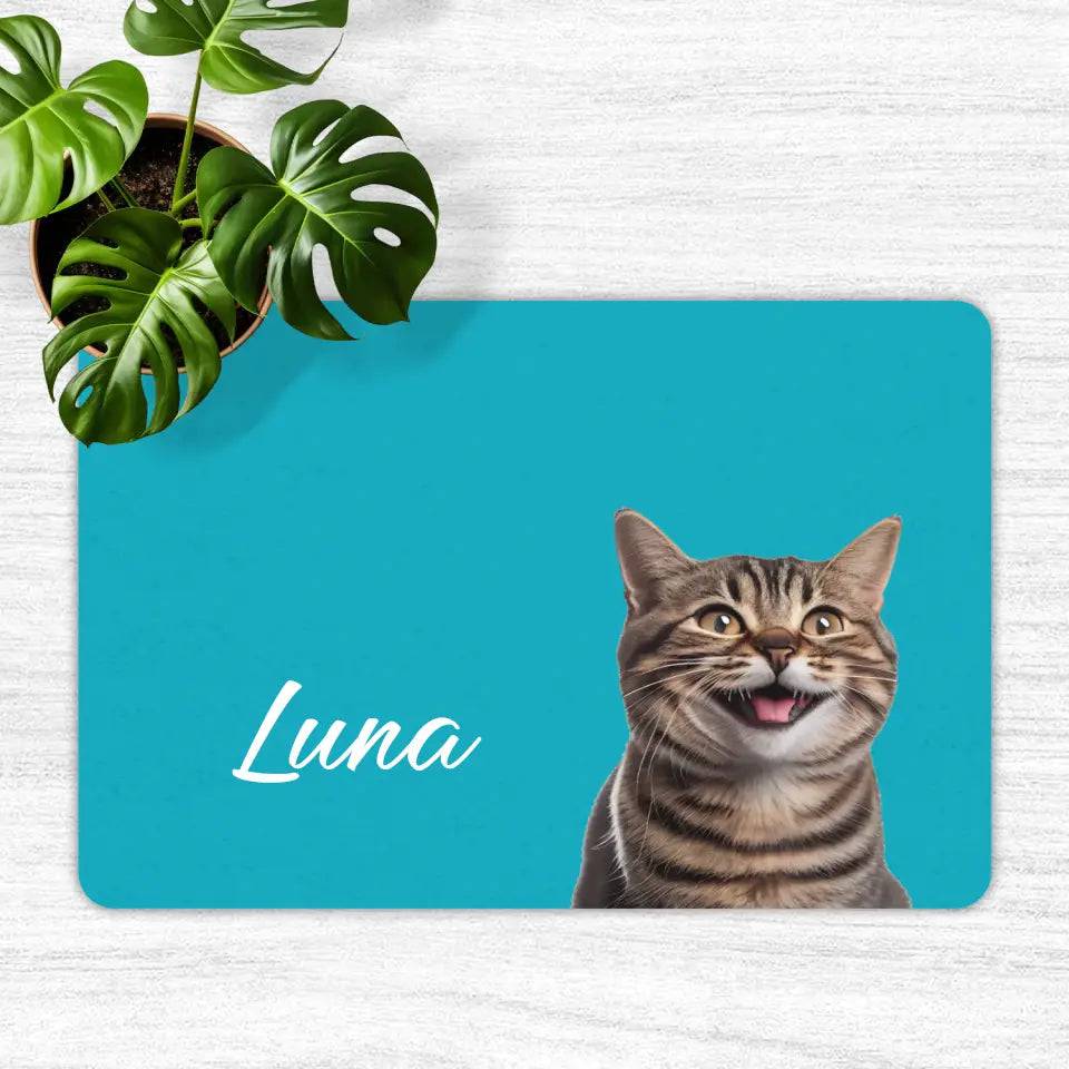 Custom Photo and Name Print Cat Food Mats - Chic Kitty